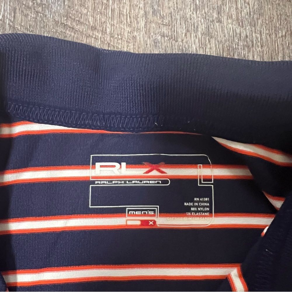 RLX Ralph Lauren Polo Shirt Mens Large Blue Orange Striped Golf Performance - Picture 7 of 9